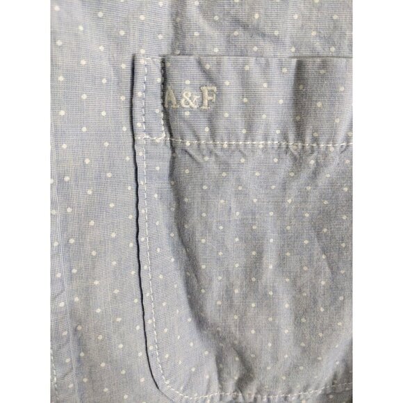 Abercrombie & Fitch Muscle Button Down Shirt Mens XL Blue Polka Dot Long Sleeve - Picture 3 of 5